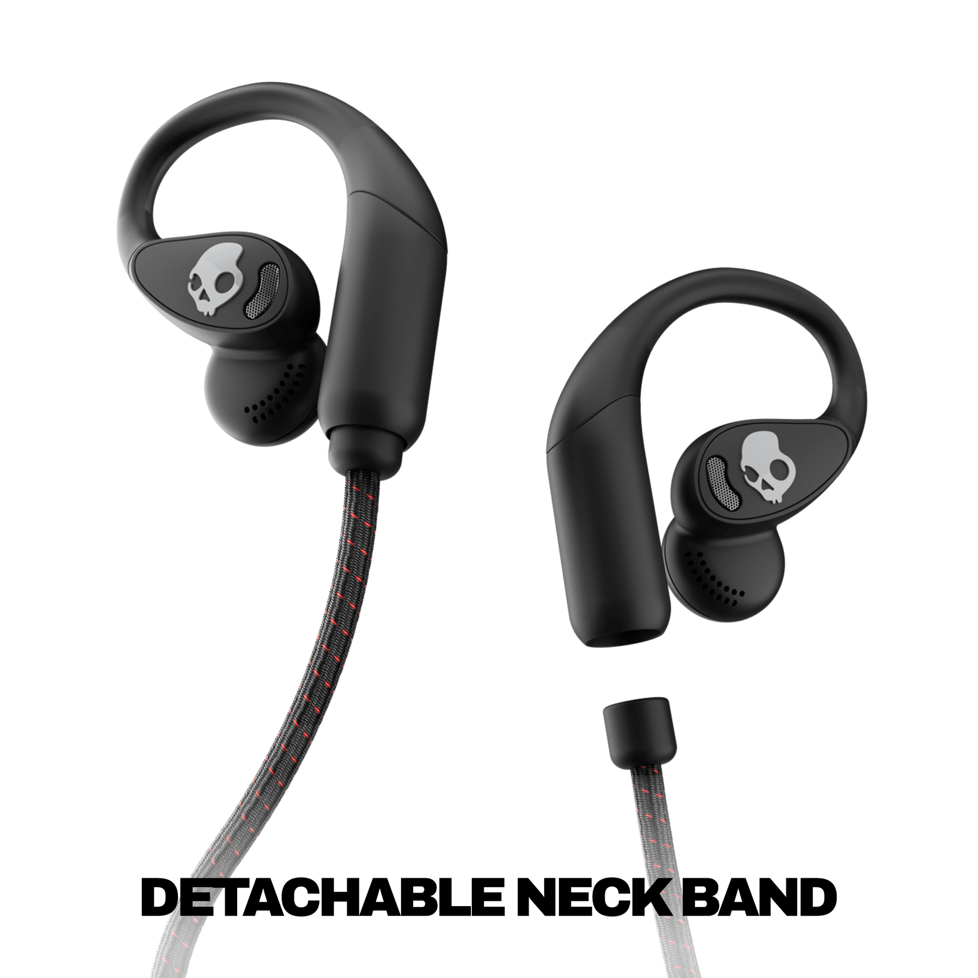 Skullcandy Push 540 Open wireless open-ear headphones with magnetic detachable braided cable for secure all-day comfort | True Black