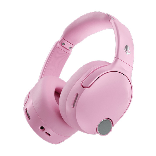 Pink over-ear Skullcandy Crusher 1080 ANC headphones on a black background | Candy