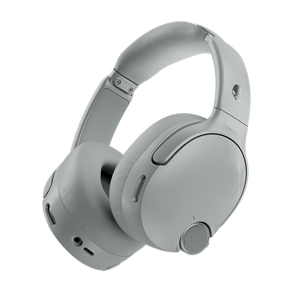 Gray over-ear Skullcandy Crusher 1080 headphones on a transparent background | Cement