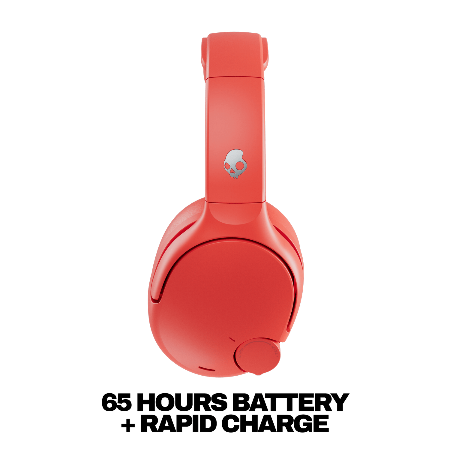 Red Crusher 720 with a brand logo on a black background with mention of Battery and rapid charge | Plasma