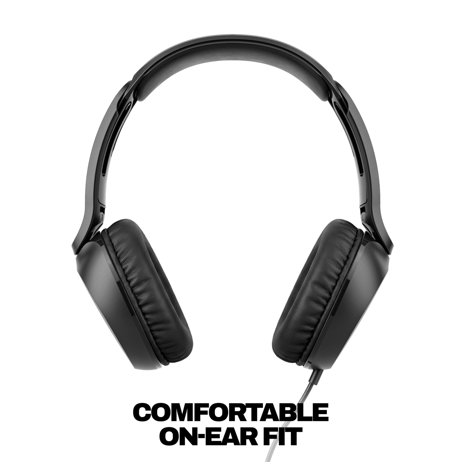 Black over-ear wired headphones shown from the side against a solid black background. | True Black