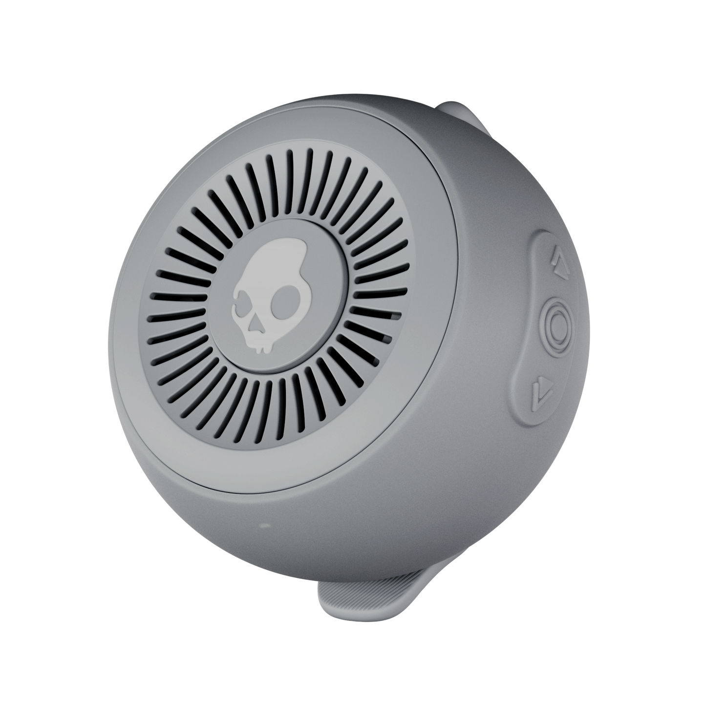 Gray Bluetooth speaker with a brand logo on a white background | Cement