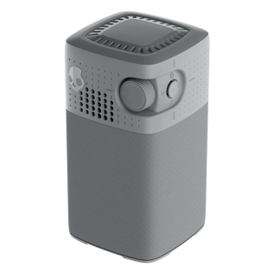 A gray session 900 with a textured lower body, a lighter gray upper section featuring ventilation holes, a dial, and a skull icon, shown on a solid white background. | Cement